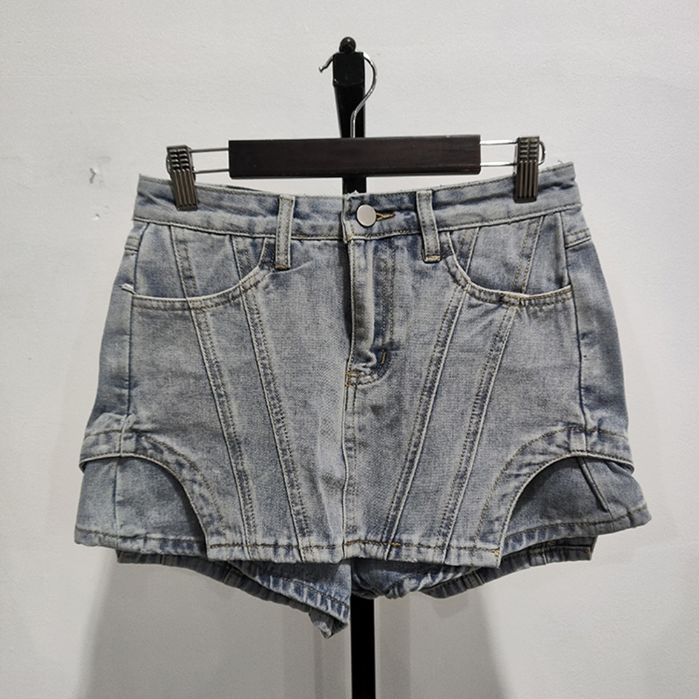 Women Shorts High Waist Fashion Personality Street Asymmetrical Denim Shorts Skirt