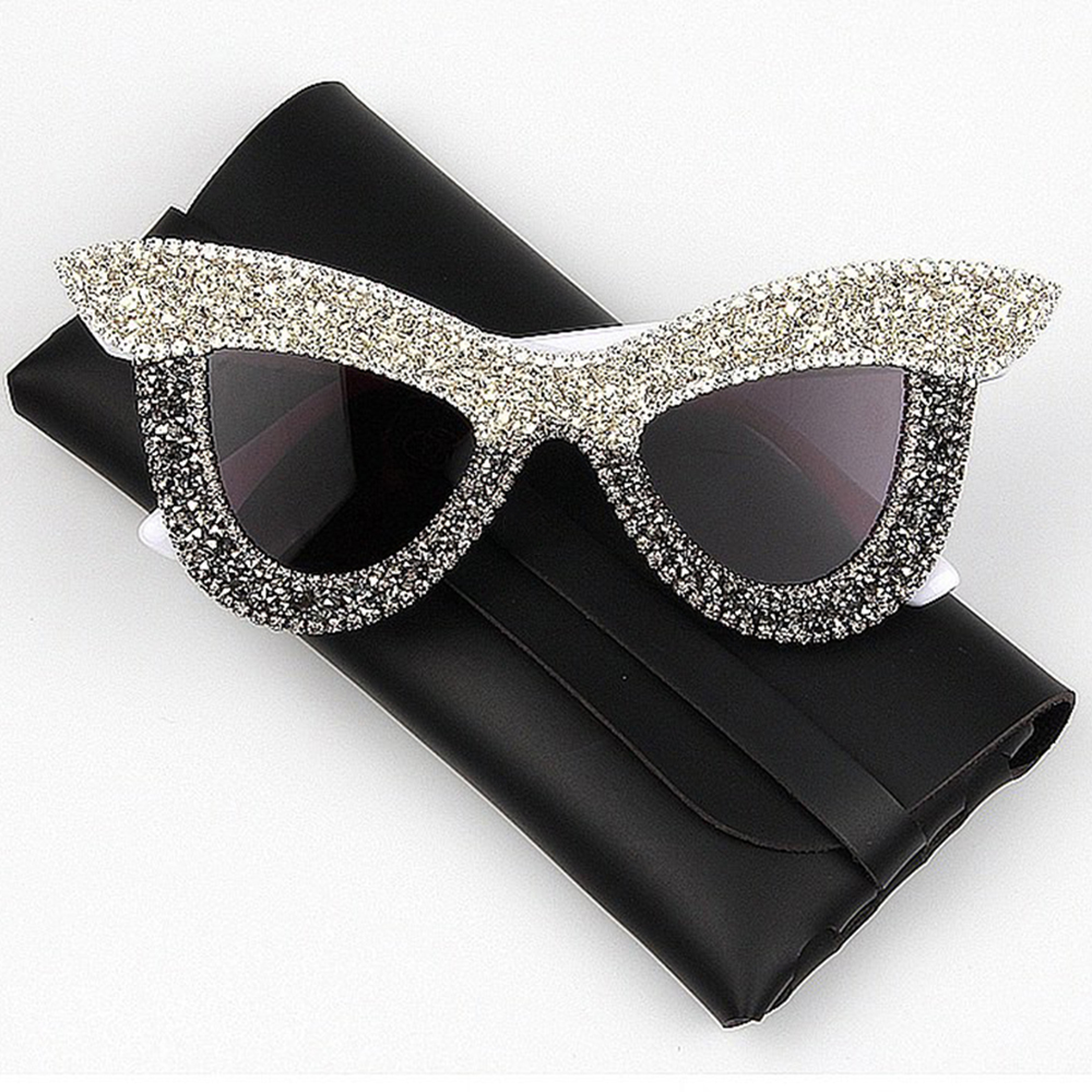 Sunglass Woman Luxury Rhinestone Cat Eye Oversized Sunglasses Luxury Brand Shades For Women Oculos