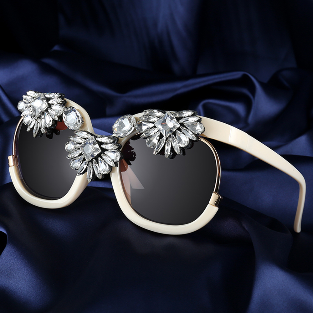 Sunglasses Women Brand Design Big Frame Square Sunglasses With Luxury Diamond Sun Glasses Ladies Fashion Shades Women Eyeware