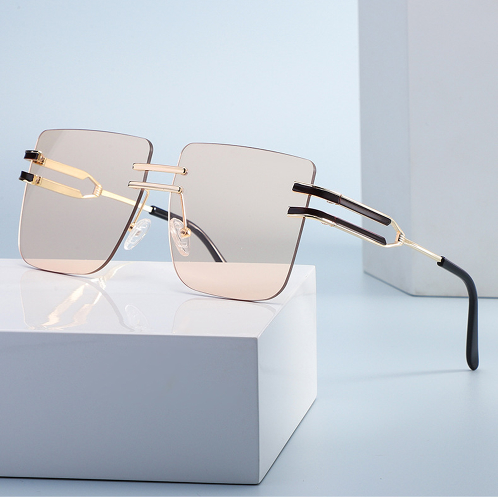 Big Frame Sunglasses Women's Eyewear Uv Protection Square Oversized Rimless Sun Glasses Classic Vintage