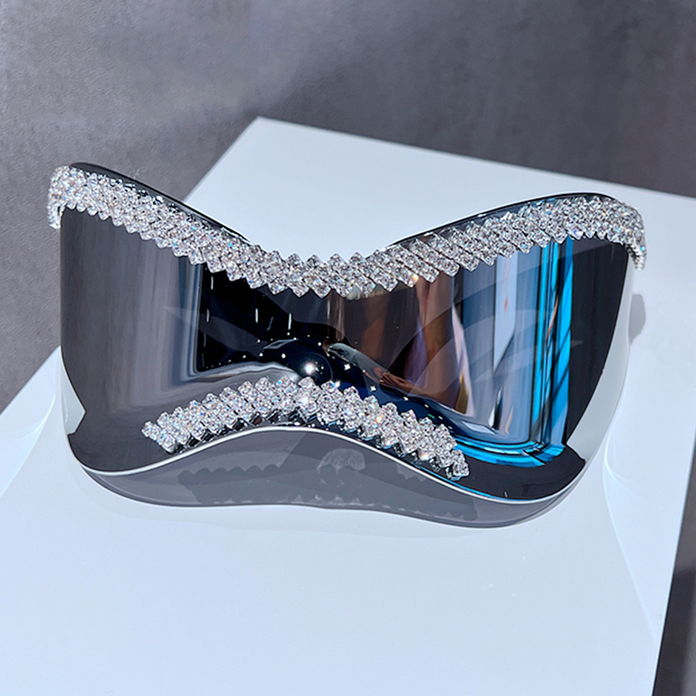 Oversized Punk Bling Diamond Sunglasses Women Luxury Brand Designer Men Sun Glasses Goggle Female Eyewear