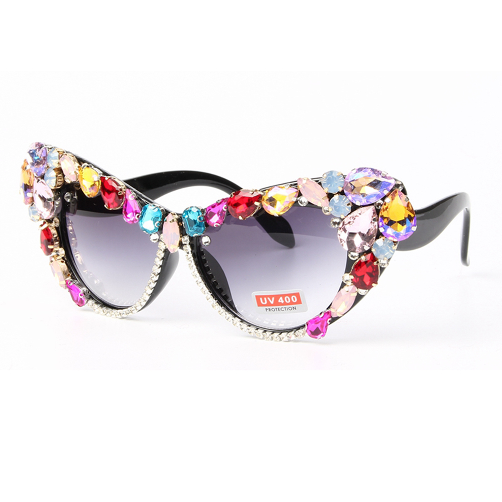 Oversized Sunglasses Women Luxury Brand Glasses Colorful Rhinestone Cat Eyes Sunglasses Vintage Shades Eyewear