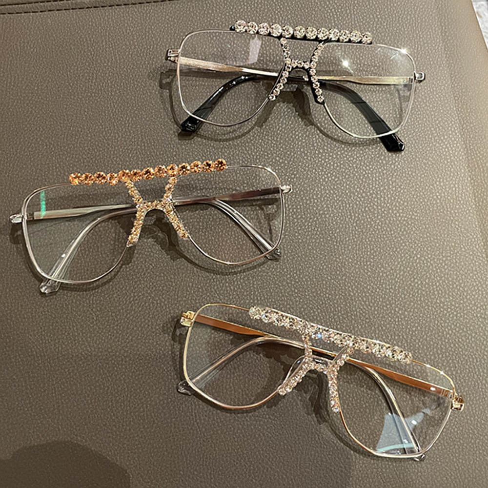 Oversized Cat Eye Women Sunglasses Gold Frame Rhinestone Sun Glasses Vintage Frame Glasses