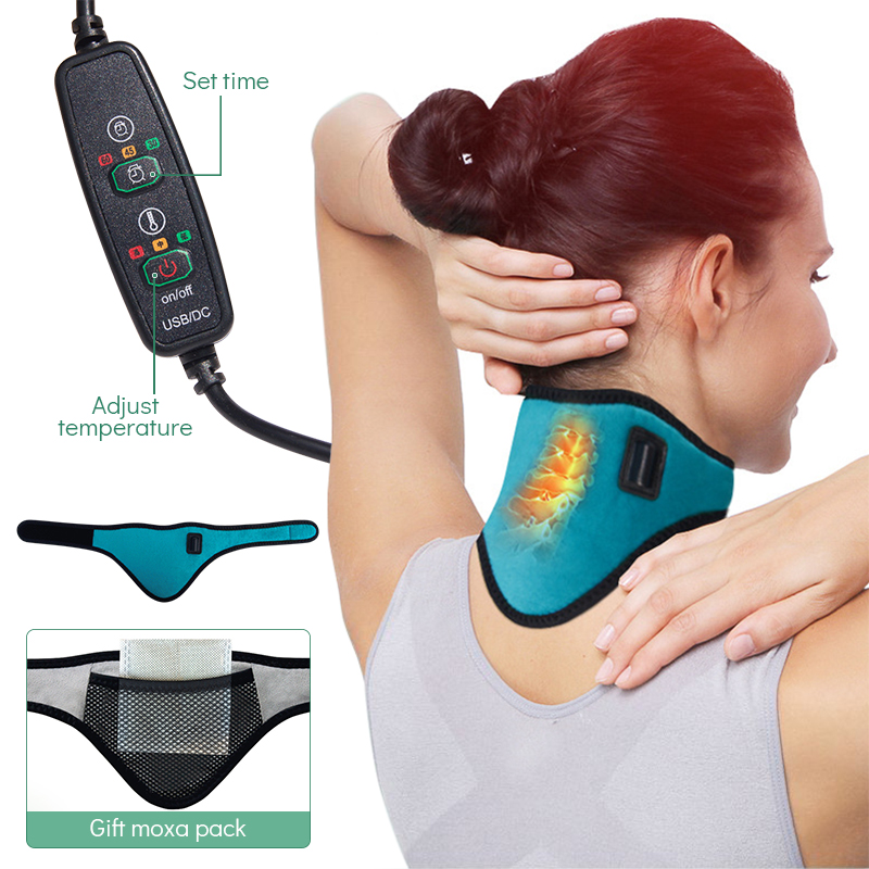 Electric Heating Neck Brace Cervical Vertebra Fatigue Therapy Reliever Neck Pain Relieve Strap Moxibustion Health Care Tool