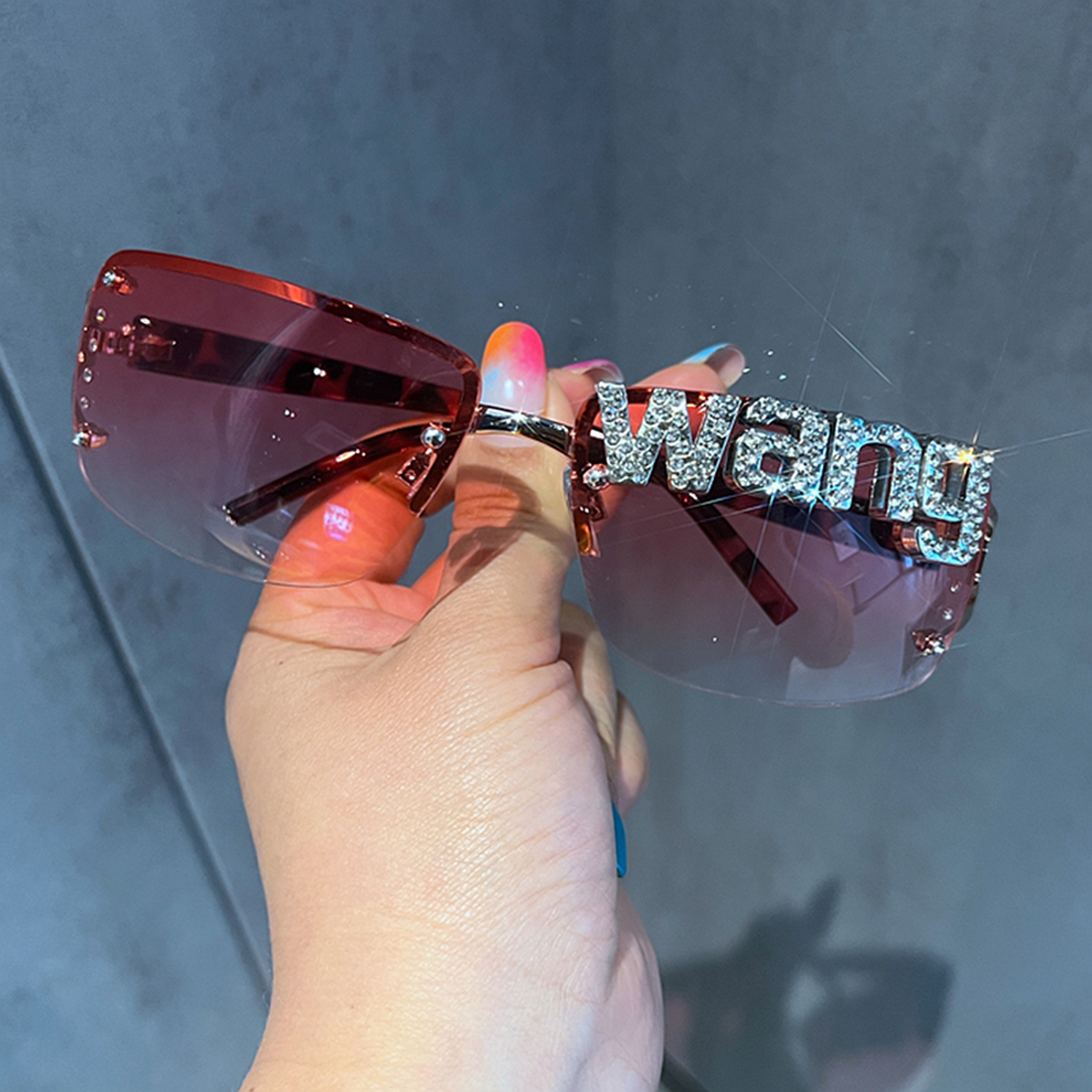 Rimless Sunglasses Diamond Wang Sun Glasses Fashion Shades Eyewear