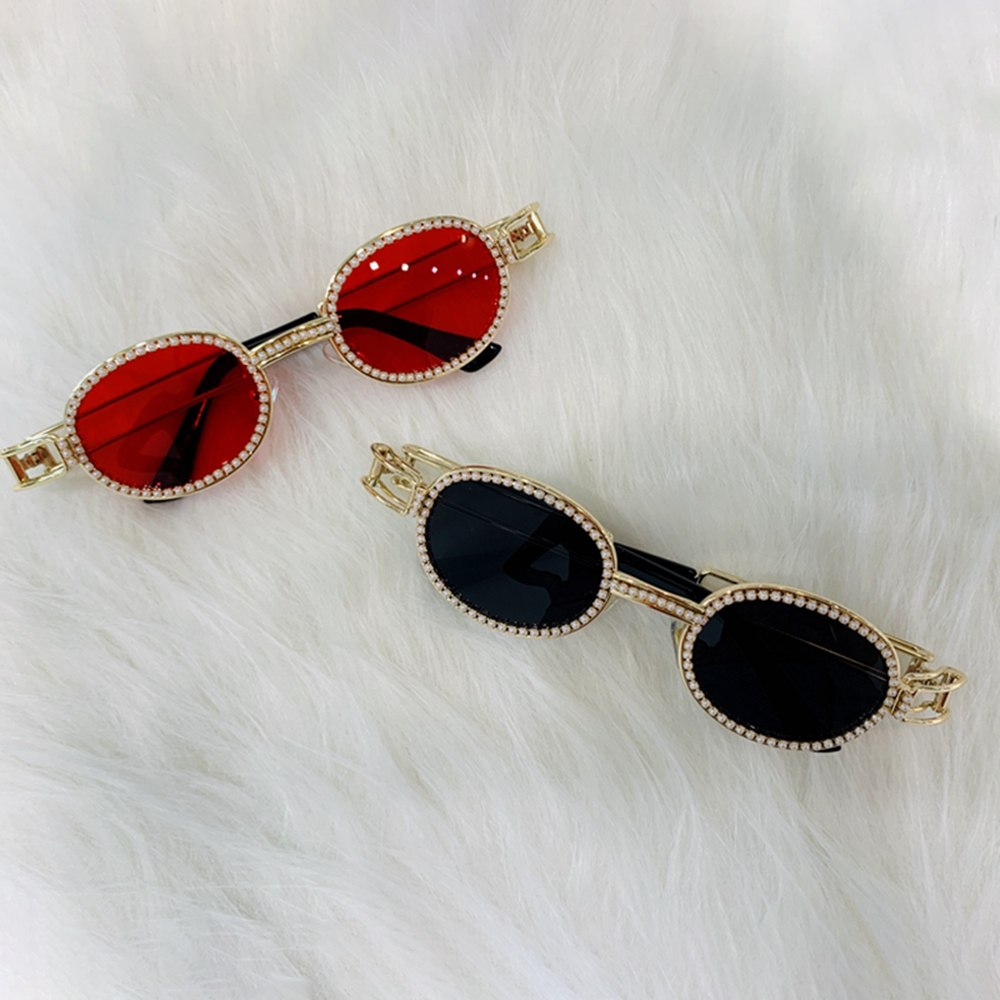 Blu-ray Protection Sunglasses Round Vintage Sun Glasses Pearl Sunglasses