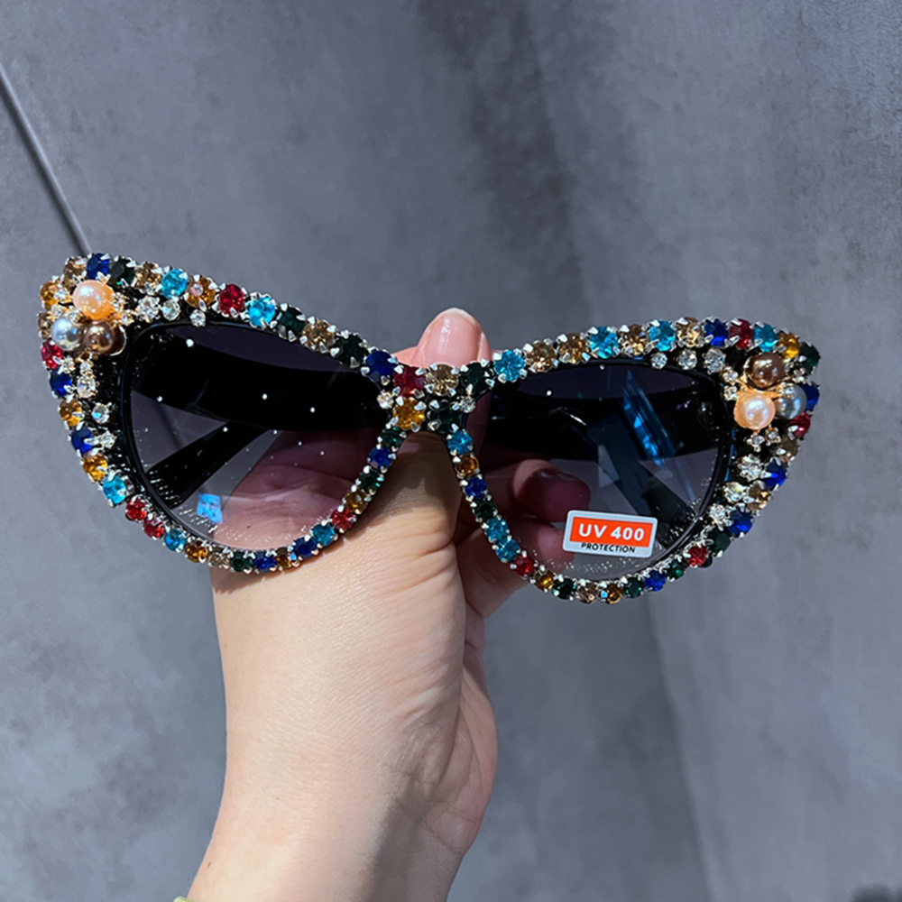 Cat Eys Sunglasses Oversized Sun Glasses Luxury Crystal Retro Shades