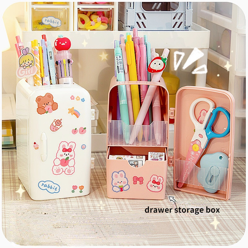 Japanese Creative Refrige Pen Holder Case Girls Cute Multifun Stationery Drawer Storage Box