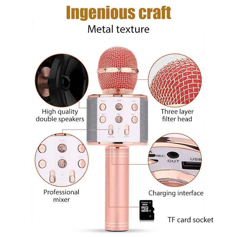 Microphone For Kids Singing 5 In 1 Wireless Bluetooth Microphone With ...