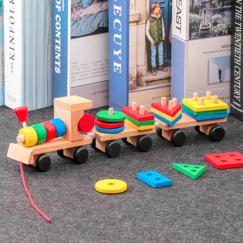 Wooden Train Toy For Toddlers,building Blocks For Boys Girls,montessori Sorting Stacking Toy,preschool Educational Toy For Kids
