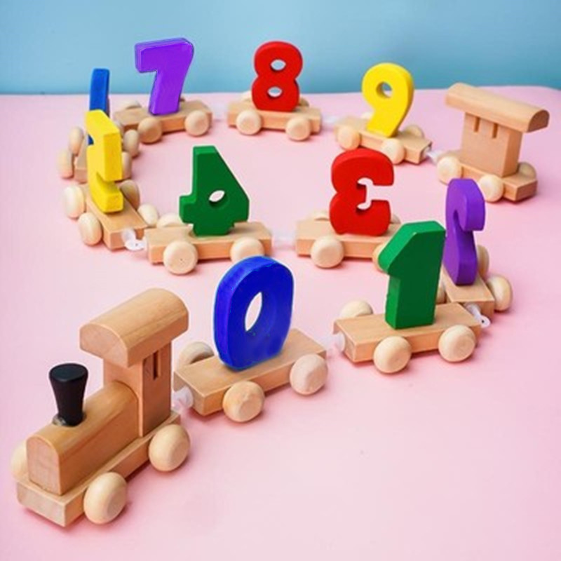 Wooden Digital Small Train Toy Set For Kids,learning Numbers And Colors,early Educational Sorting And Stacking Toy
