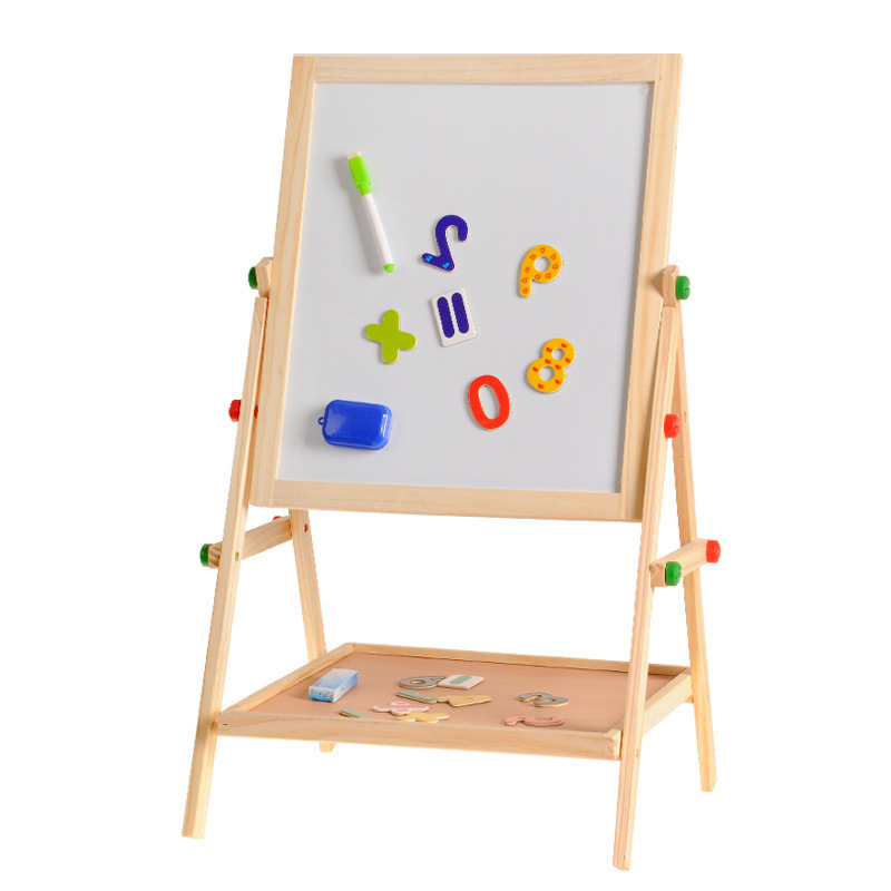 Wooden Drawing Blackboard Whiteboard Double Sided Adjustable Easel Painting Toy Early Education Learning Toys For Children Kids