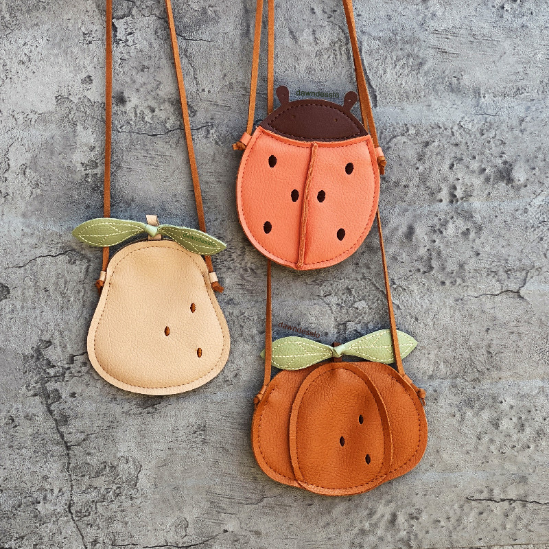 Cartoon Cute Kids Mini Bags For Toddler Girls Pumpkin / Pear / Ladybug Crossbody Bag Kawaii Baby Children's Small Handbags