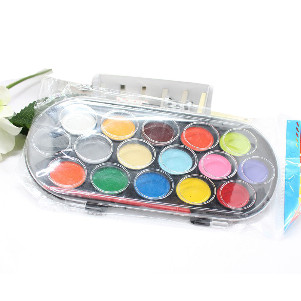 Gift Kids Handwork Paintbrush Paint Box 16 Colors Water Color Diy Art Tool Professional Solid Sketch Paint Brush Toy Portable