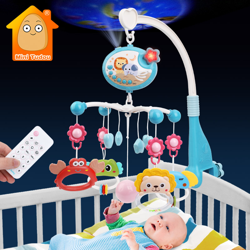 Baby Crib Mobile Rattle Toy For 0-12 Months Infant Rotating Musical Projector Night Light Bed Bell Educational For Newborn