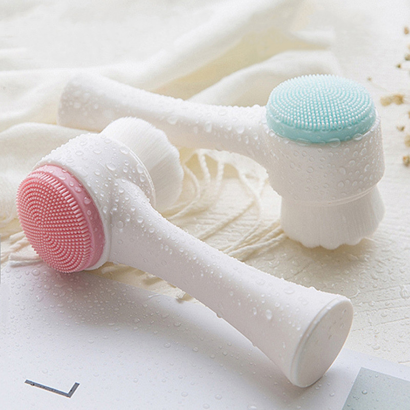 3d Face Cleaning Massage Brushes Face Wash Product Skin Care Tool Double Side Silicone Face Cleansing Brush Portable