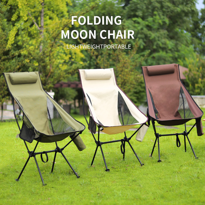 Folding Moon Chairs Outdoor Ultralight Aluminum Alloy Fishing Picnic Bbq Chairs Portable Beach Camping Fishing Leisure Chair