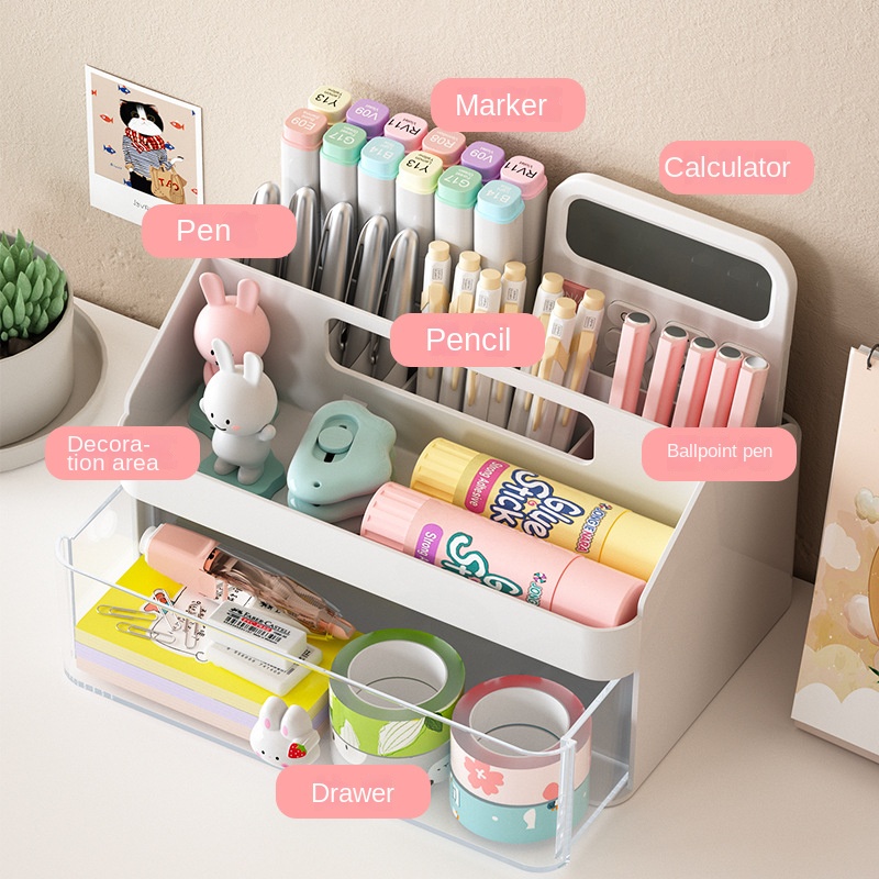 Desktop Storage Box, Transparent Plastic Drawer, Creative, Ins, Multifunctional, Student Pen Organizer, Cute
