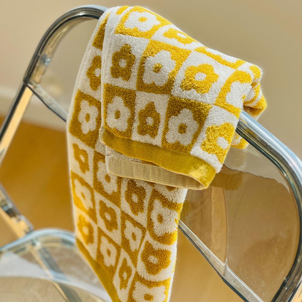 Bath Towel Comfortable Hand Washable Multipurpose Hand Towels Checkered Floral Shower Towel Washing Towel Home Supply