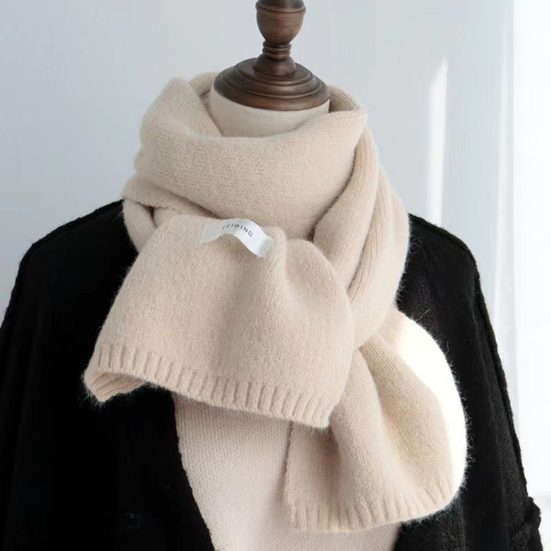 Scarf Women Solid Color Woolen Thick Warm Scarves Student Couple Scarf Women Winter Korean Autumn Winter Simple All-match Scarf