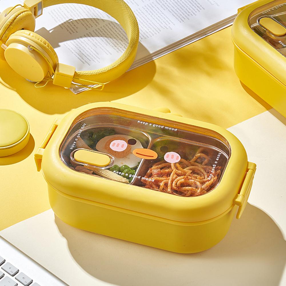 Bento Box Portable Food Container Grid Design Heat Preservation Little Yellow Duck Stainless Steel Insulated Bento Box