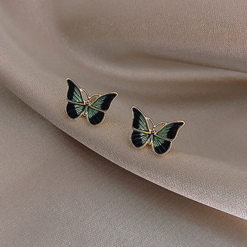 Cute Korean Earrings Butterfly Bling Zircon Stone Rose Gold Color Stud Earring For Women Fashion Jewelry 2023 Gift