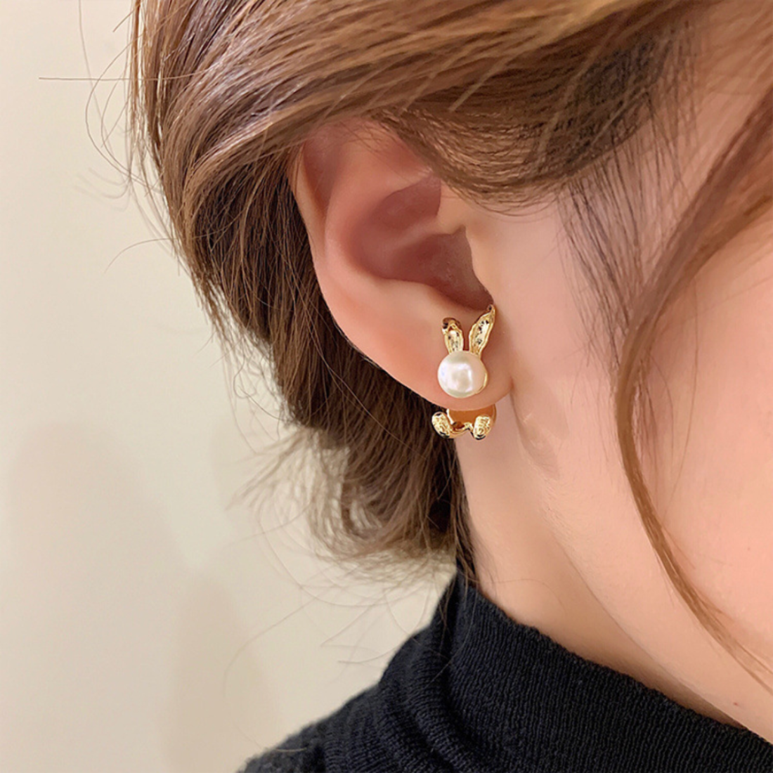 Korean Rabbit Imitation Pearl Stud Earrings For Women Fashion Cute Animal Earring Girl Birthday Party Jewelry Gifts
