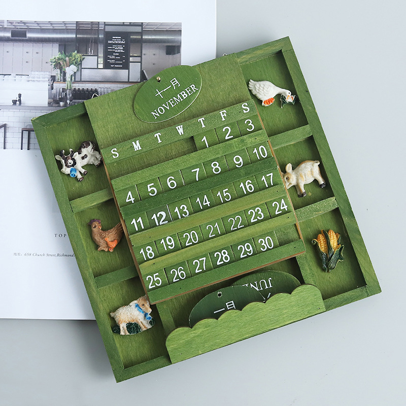 Grocery Creative Bilingual Hanging Wooden Manual Calendar Perpetual Calendar Crafts In Stock Home Accessories Nordic