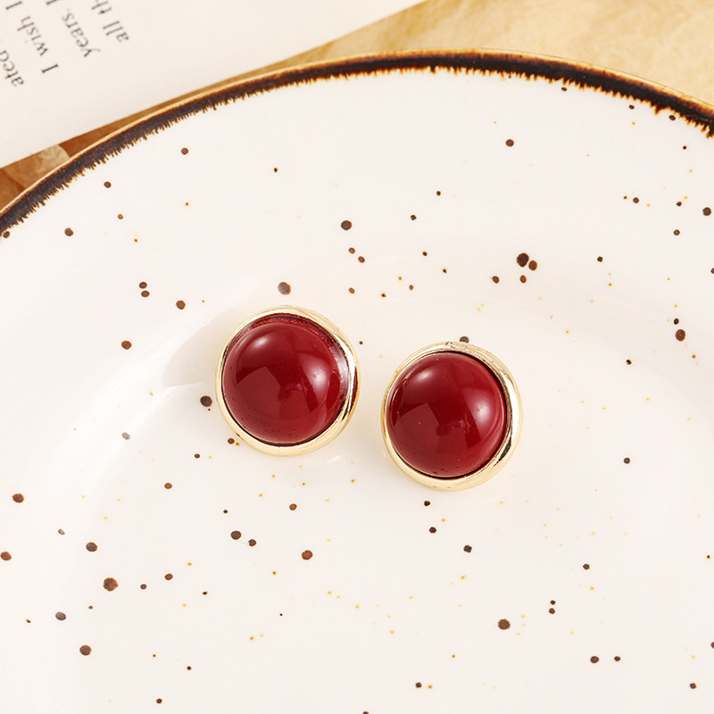 Ins Exaggerated 20mm White Round Pearl Imitation Earrings Red Personalized Earrings Women's Korean Earrings Jewelry Gift