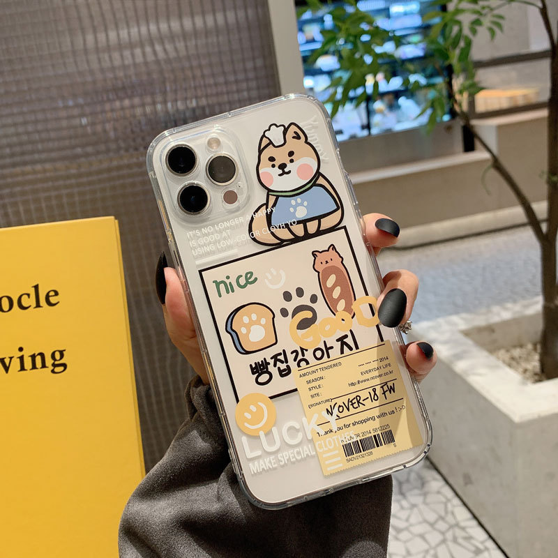 Cute Clear Cartoon Label Cat Korean Phone Case For Iphone 14 13 12 11 Pro Max Xr X Xs Max 7 8 Puls Se Cases Soft Silicone Cover