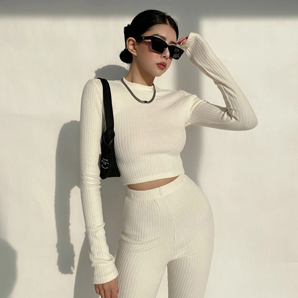 Athleisure Knitted Stretch Crop Top