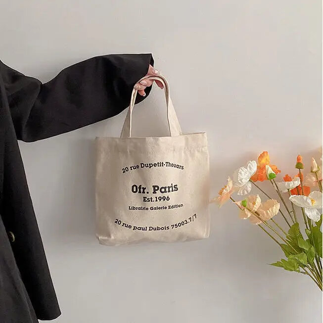 Women Canvas Shopping Bag Mini Handbag Korean Style Female Print Lunch Bags Tote Pouch Sacs De Shopping Totebag