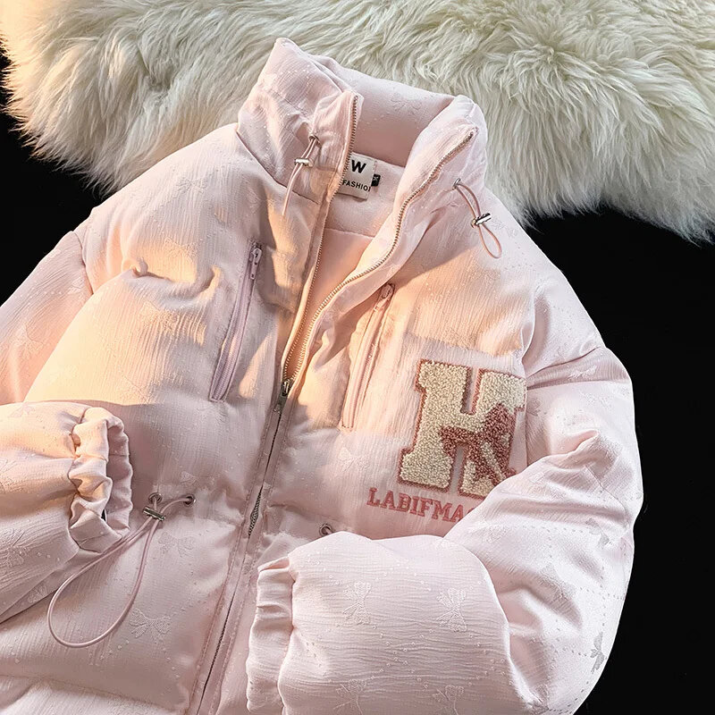 Winter Women Coat Female Cotton Padded Harajuku Korean Jacket Fashion Thick Outerwear Casual Warm Stand Collar Parkas