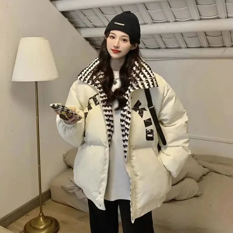 Winter Thick Women Warm Parkas Fashion Streetwear Love Letter Print Down Jacket Loose Korean All Match Puffer Outerwear
