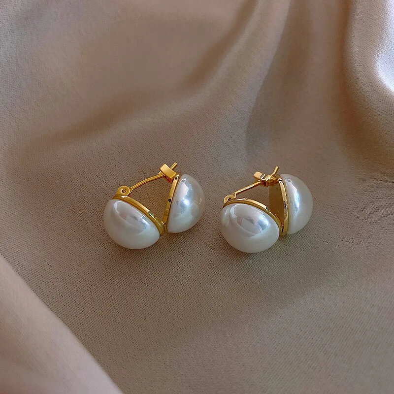 Stereo Ball Pearl Stud Earrings For Women Fashion Elegant Geometry Jewelry Gifts