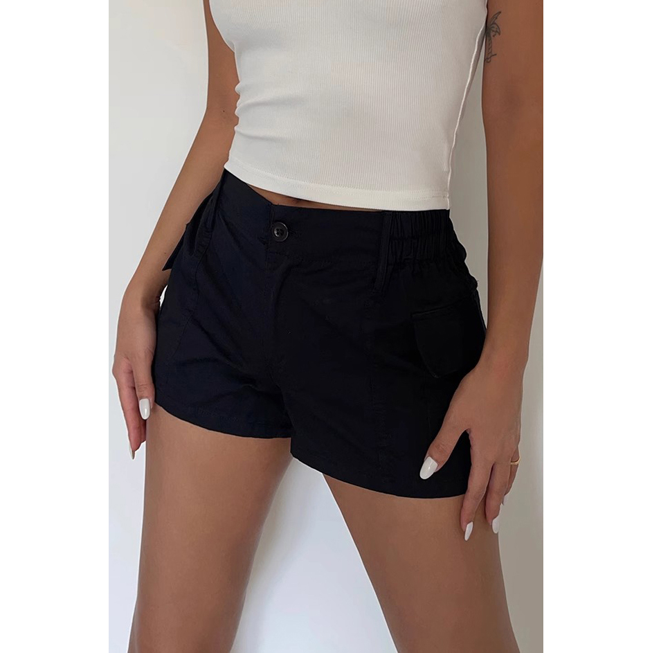 Women's Elastic Waist Pocket Side Shorts