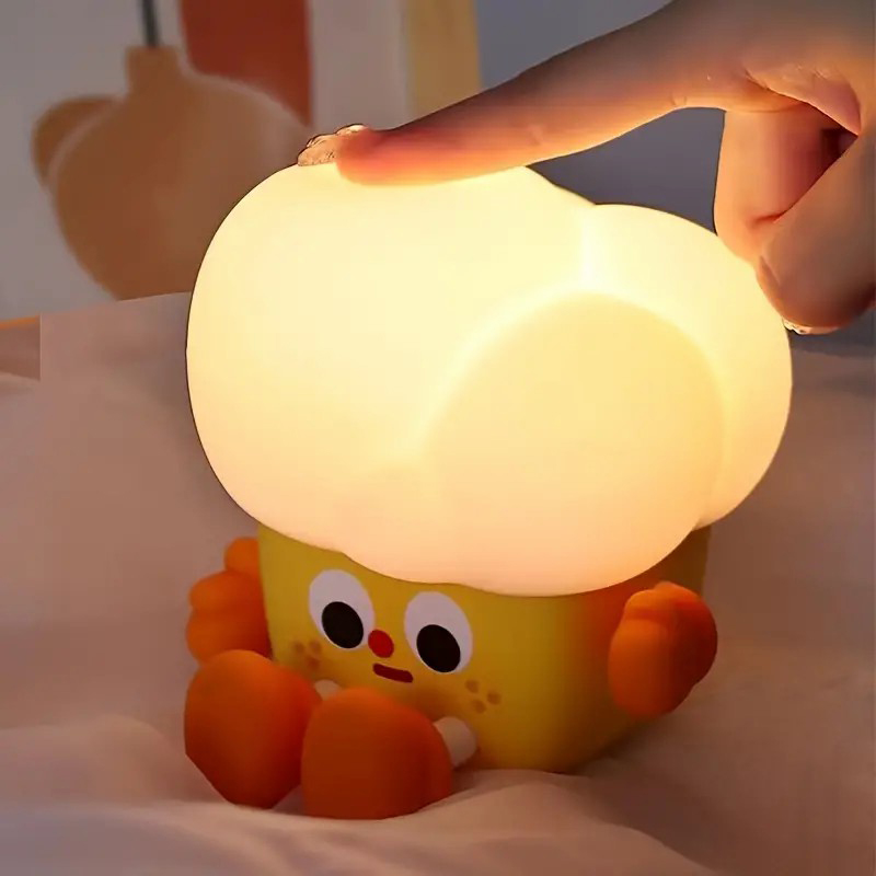 Popcorn Silicone Night Light Bedroom Induction Light Sleep Feeding Silicone Pat Light Soft Light With Sleep Cute And Interesting Cartoon