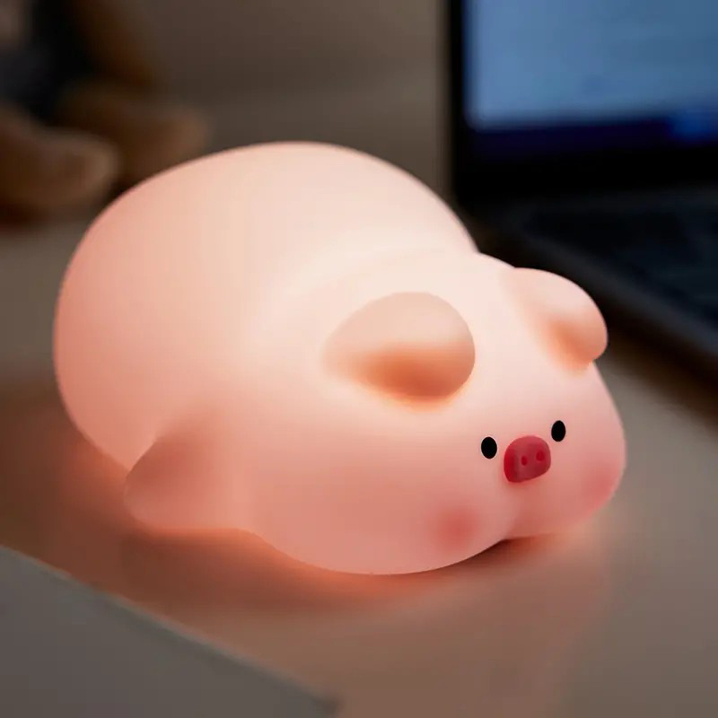 Fart Boy Pig Silicone Night Light Accompanying Sleep Induction Rechargeable Silicone Pat Lamp Bedroom Sleep Bedside Lamp Cute Birthday Christmas