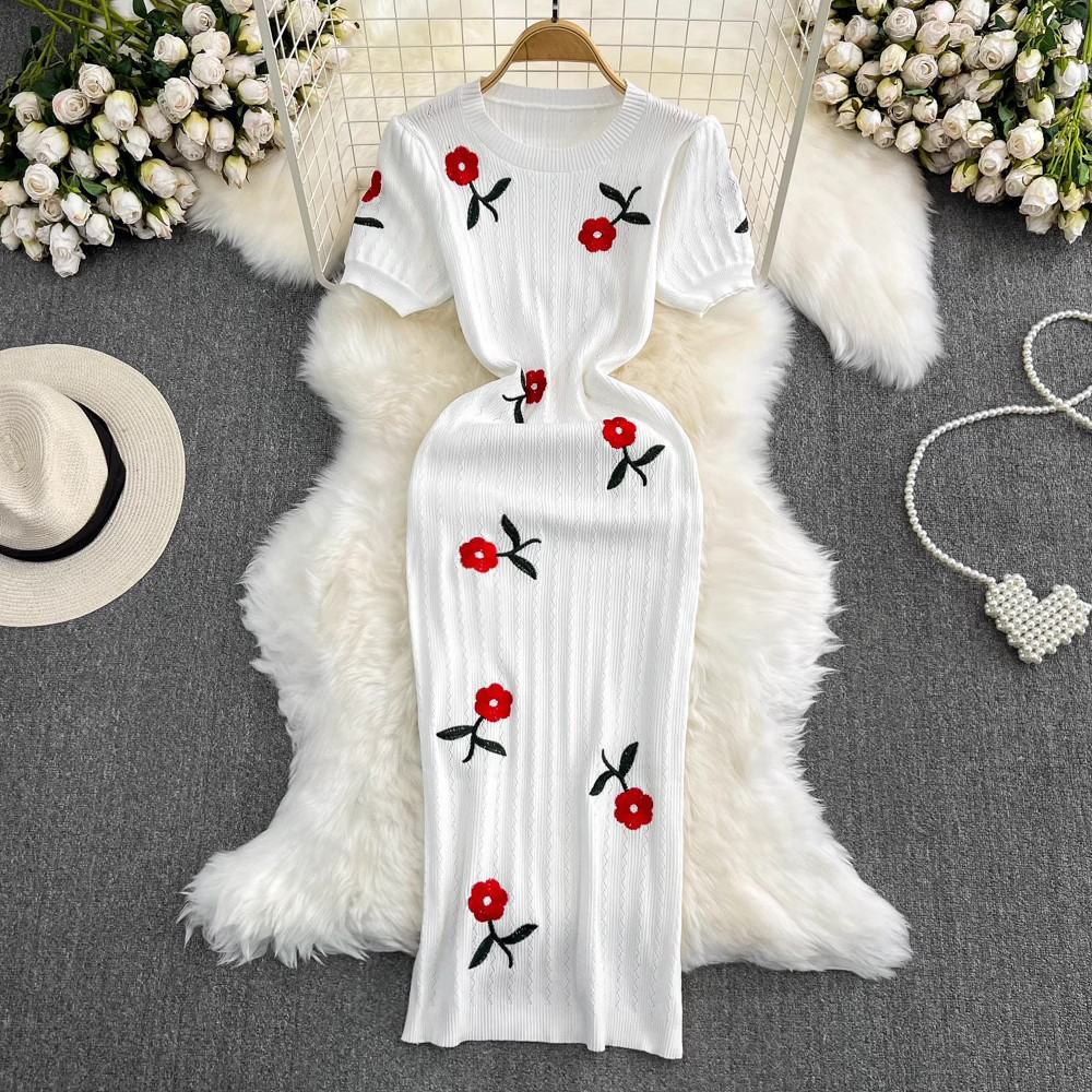 Fashion Women Short Sleeve Knit Maxi Dress