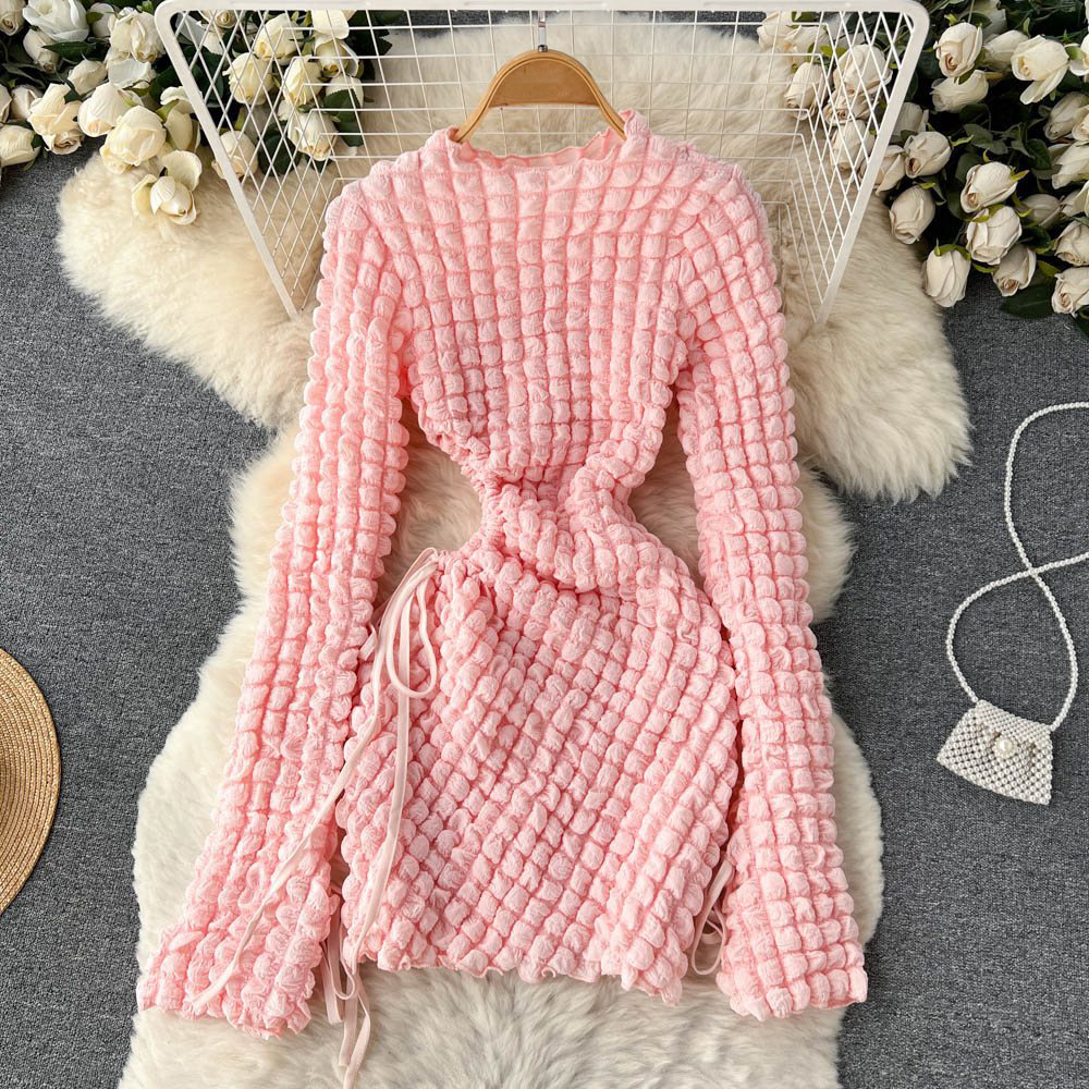 Fashion Women Long Sleeve Strappy Mini Dress