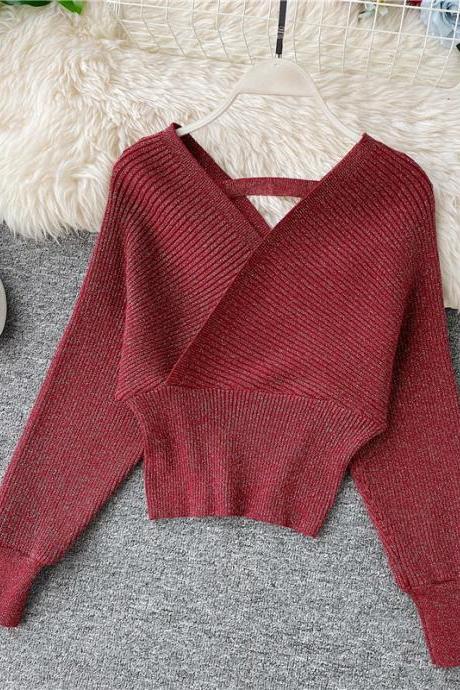 Elegant Long Batwing Sleeve Women Sweater Good Quality Blue Pullover Female Knitted Sweater Tops Pull Femme
