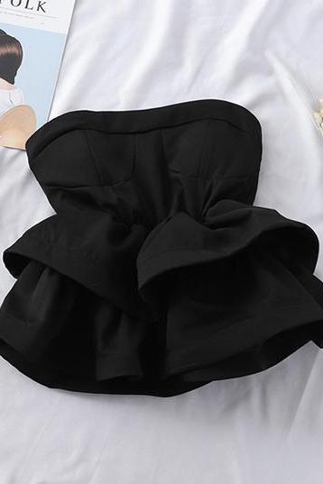 Fashion Off Shoulder Ruffle Top Women High Quality Comfy Shirt Elegant High Waist Wrap Blouse Ladies Tops