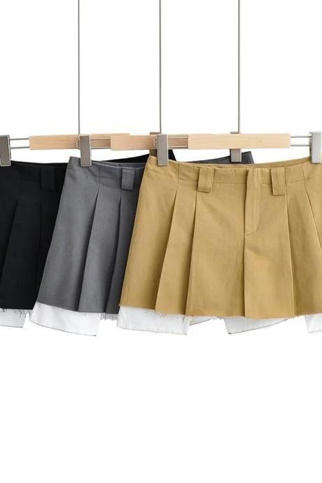 Women Low Waist With Belt Pleated Mini Skirt Female Short