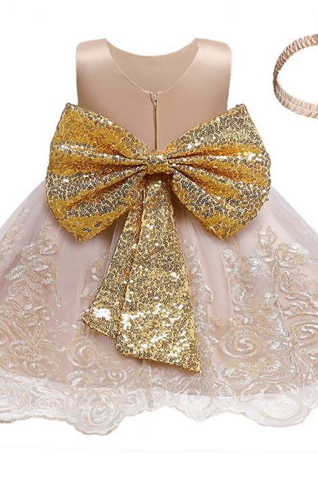 Kids Princess Dress For Girls Fancy Wedding Dress Sleeveless Sequins Party Birthday Baptism Dress Pageant Baby Dress