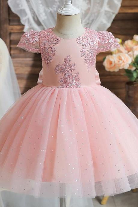 Toddler Girl Party Dress Embroidery Floral Birthday Princess Costume Flower Girls Dress
