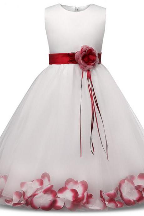 Girls Rose Petal Hem Cute Princess Floral Dress Kids Christmas Dresses For Girl Wedding Birthday Vestidos Party Dress