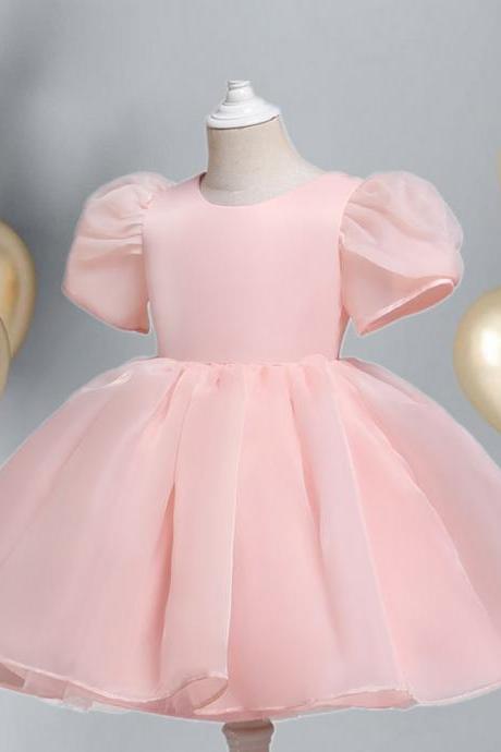 Princess Dress For Wedding Baby Birthday Party Costume Kids Summer Puff Sleeve Fluffy Gala Tutu Gown Evening Clothes