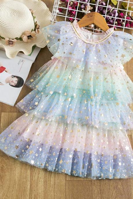 Girls Sequin Princess Dress For Kids Lace Mesh Tutu Ball Gown Kids Bridesmaid Elegant Vestidos Children Clothes