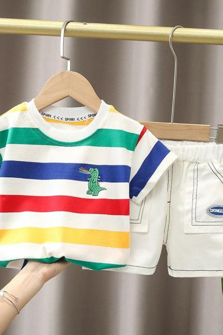 Baby Boy Clothing Sets Fashion Embroidery Short Sleeve T-Shirt+Shorts Children 2pcs Suit Kids Sports Set