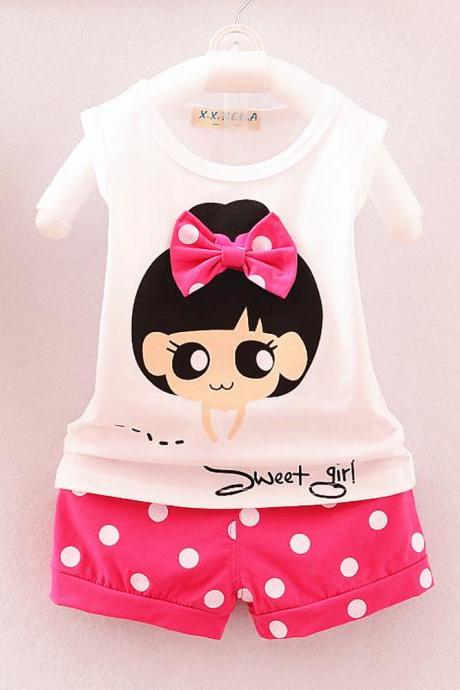 Cute Cartoon 2pcs Kids Baby Girls Floral T-shirt Top Shorts Pants Set Clothes Girls Clothing Sets